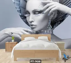 پوستر دیواری طرح چهره زن میکاپ کرده کد PT7438