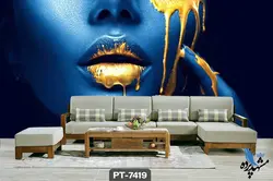 پوستر دیواری طرح چهره زن با صورت آبی کد PT7419
