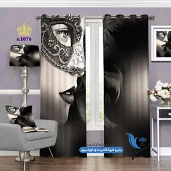 پرده پانچ چهره طرح نیمروخ زن نقابدار کد s-1076