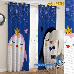 پرده پانچ کودکانه طرح آقا و خانم پنگوئن کد s-8295