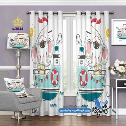 پرده پانچ کودکانه طرح فیل کوچولو ملوان کد s-3044