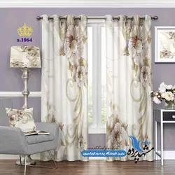 پرده پانچ گلدار طرح فانتزی گل و مروارید کد s-1064