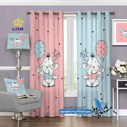 پرده پانچ کودکانه طرح فیل بازیگوش و پروانه کد s-1548