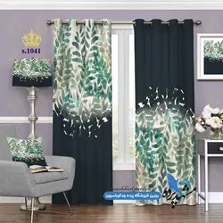 پرده پانچ گلدار طرح شاخ و برگ کد s-1041