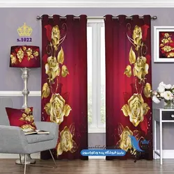 پرده پانچ گلدار طرح شاخه گل مصنوعی گل رُز کد s-1022