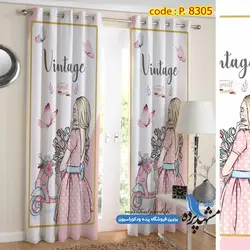 پرده پانچ دخترانه طرح دختر گل فروش کد s-8305