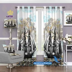 پرده پانچ منظره طرح نقاشی اقیانوس کد s-6710