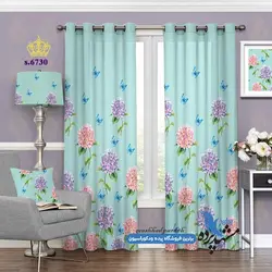 پرده پانچ گلدار طرح شاخه های گل کد s-6730