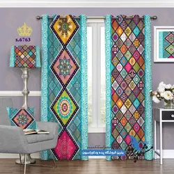 پرده پانچ پذیرایی طرح چهل تیکه زمینه شمسه کد s-6763