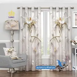 پرده پانچ گلدار طرح گل سه بعدی کد s-6865