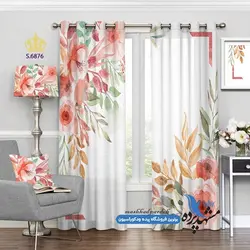 پرده پانچ گلدار طرح نقاشی آبرنگی گل کد s-6876