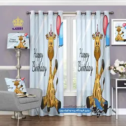 پرده پانچ کودکانه طرح بچه زرافه خوشحال کد s-6885
