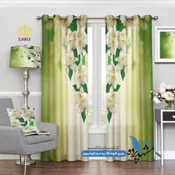 پرده پانچ گلدار طرح شاخه گل بابونه کد s-6953