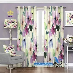 پرده پانچ گلدار طرح نقاشی آبرنگی گل کد s-6961
