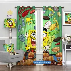 پرده پانچ کودکانه طرح کارتونی باب اسفنجی کد s-6969