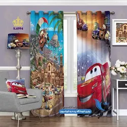 پرده پانچ کودکانه طرح کارتونی ماشین ها کد s-6994