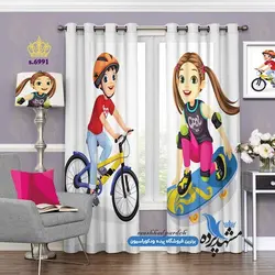 پرده پانچ کودکانه طرح بچه های ورزشکار کد s-6991