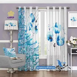 پرده پانچ گلدار طرح زمینه خطاطی کد s-6919