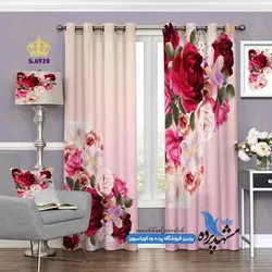 پرده پانچ گلدار طرح دسته گل رُز کد s-6920