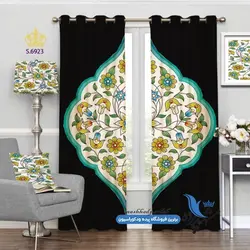 پرده پانچ پذیرایی طرح زمینه گل کد s-6923