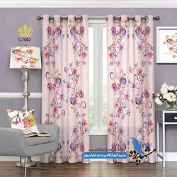 پرده پانچ پذیرایی طرح زمینه گلدار کد s-7002