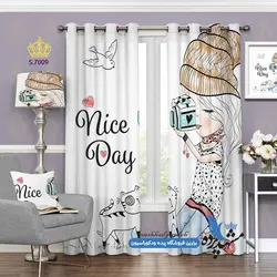 پرده پانچ دخترانه طرح دختر عکاس کد s-7009