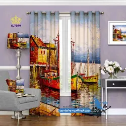 پرده پانچ منظره طرح نقاشی اسکله کد s-7059