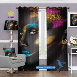 پرده پانچ چهره طرح گریم رنگی کد s-7093