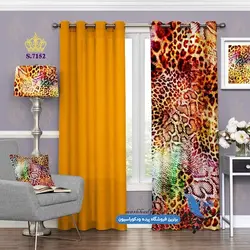 پرده پانچ پذیرایی طرح زمینه پوست پلنگی کد s-7152