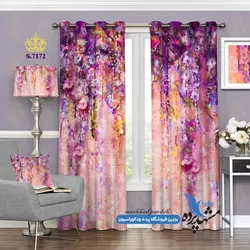 پرده پانچ گلدار طرح نقاشی آبرنگی گلها کد s-7172