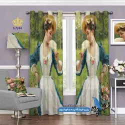 پرده پانچ دخترانه طرح دختری در مزرعه کد s-7244