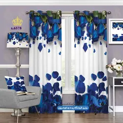 پرده پانچ گلدار طرح برگ های گل رُز کد s-6578