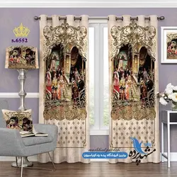 پرده پانچ پذیرایی طرح قاب عکس با حاشیه منبت کاری کد s-6552