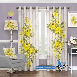 پرده پانچ گلدار طرح نقاشی گل رُز زمینه ابر و باد کد s-6417