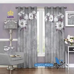 پرده پانچ گلدار طرح گل بابونه آبرنگی کد s-6236