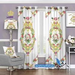 پرده پانچ گلدار طرح قاب گلدار کد s-6293