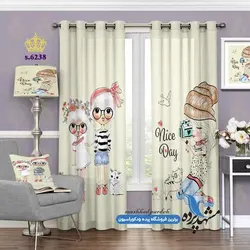 پرده پانچ دخترانه طرح دختر عکاس کد s-6238