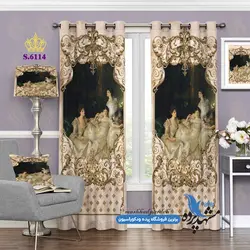 پرده پانچ کلاسیک طرح قاب تصویر کد s-6114
