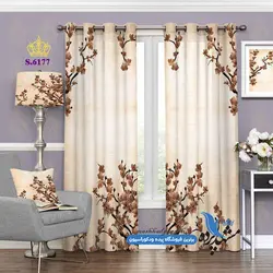 پرده پانچ گلدار طرح شکوفه درخت کد s-6177