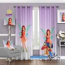 پرده پانچ دخترانه طرح پری کوچولو کد s-6199