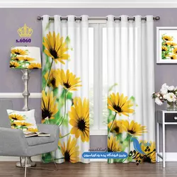 پرده پانچ گلدار طرح گل کوکب کوهی کد s-6060