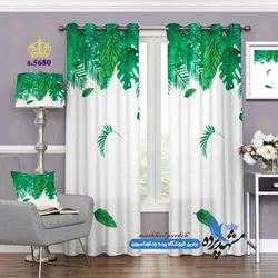 پرده پانچ گلدار طرح برگ درختان کد s-5680