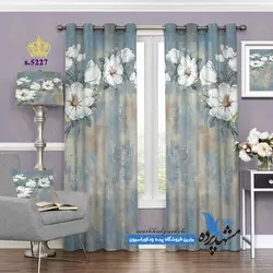 پرده پانچ گلدار طرح نقاشی شاخه گل کد s-5227