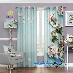 پرده پانچ گلدار طرح شاخه گل کد s-5125