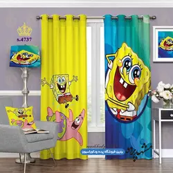 پرده پانچ کودکانه طرح باب اسفنجی کد s-4737