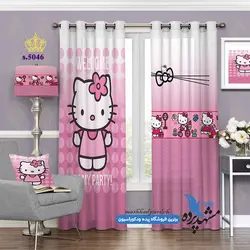 پرده پانچ کودکانه طرح کیتی کد s-5046