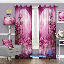 پرده پانچ پذیرایی طرح گل و خرگوش کد s-5530