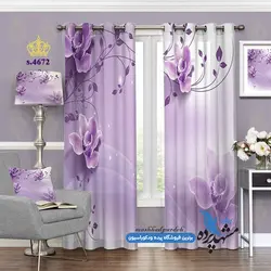 پرده پانچ گلدار طرح فانتزی گل اُرکیده کد s-4672