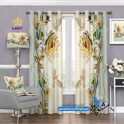پرده پانچ گلدار طرح گل آفتابگردان کد s-4267