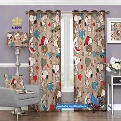 پرده پانچ کودکانه طرح سگ بازیگوش  کد s-4090